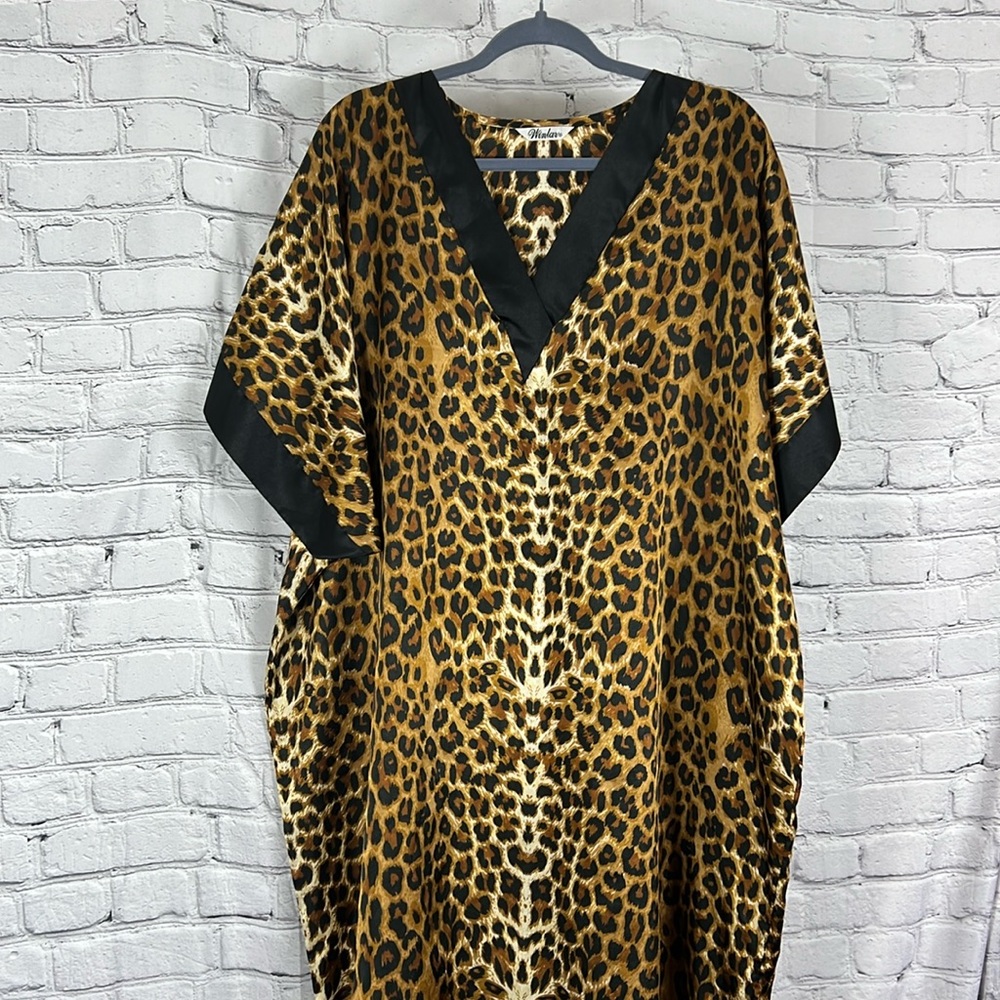 Vintage Winlar caftan maxi dress leopard print one size fits most - Picture 1 of 8